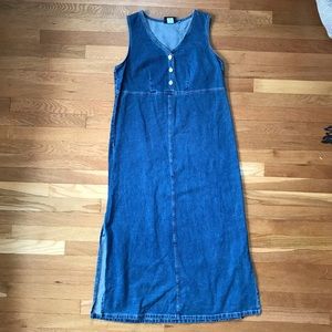 90s Faded Glory ribbed denim jumper maxi dress